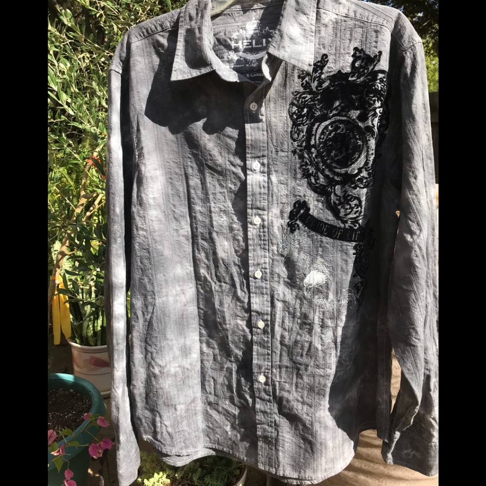 Helix Gray & Black Velvet Shirt Y2K